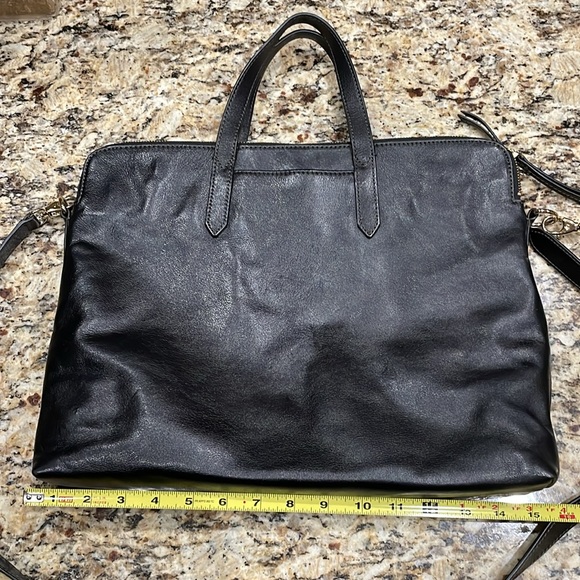 Fossil Shoulder/Laptop Bag Black Leather - Picture 4 of 15